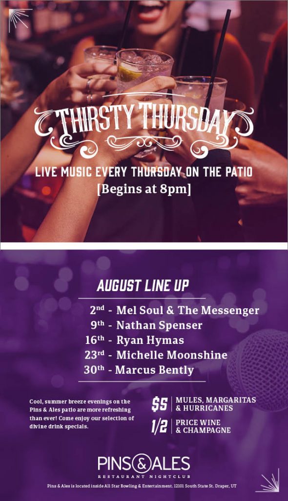 13798_Pins&Ales_promo_Thirsty Thursday_August_v4 Pins & Ales